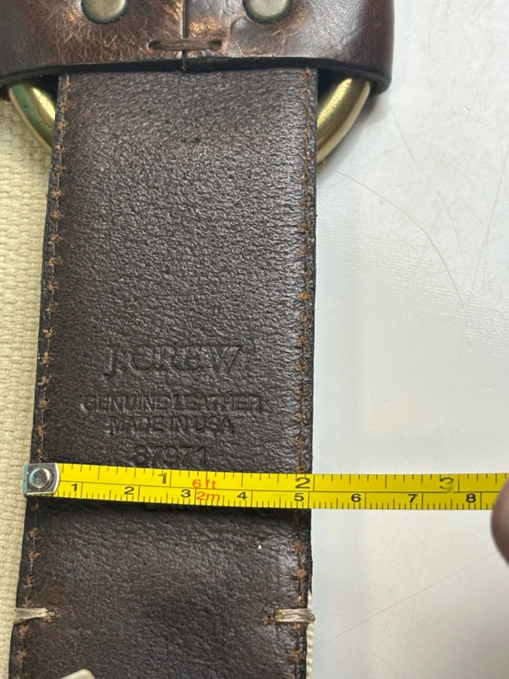 J. Crew wide Canvas and Brown Leather stretch Belt sz S/M - Picture 6 of 7